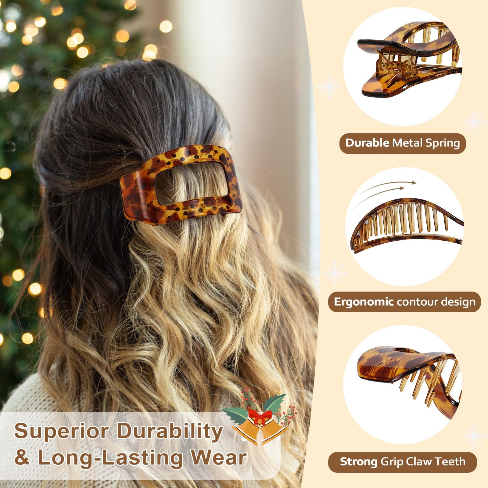 6 PCS Flat Hair Clips for Women, 1 Count (Pack of 6), 6pcs, Tortoise Shell