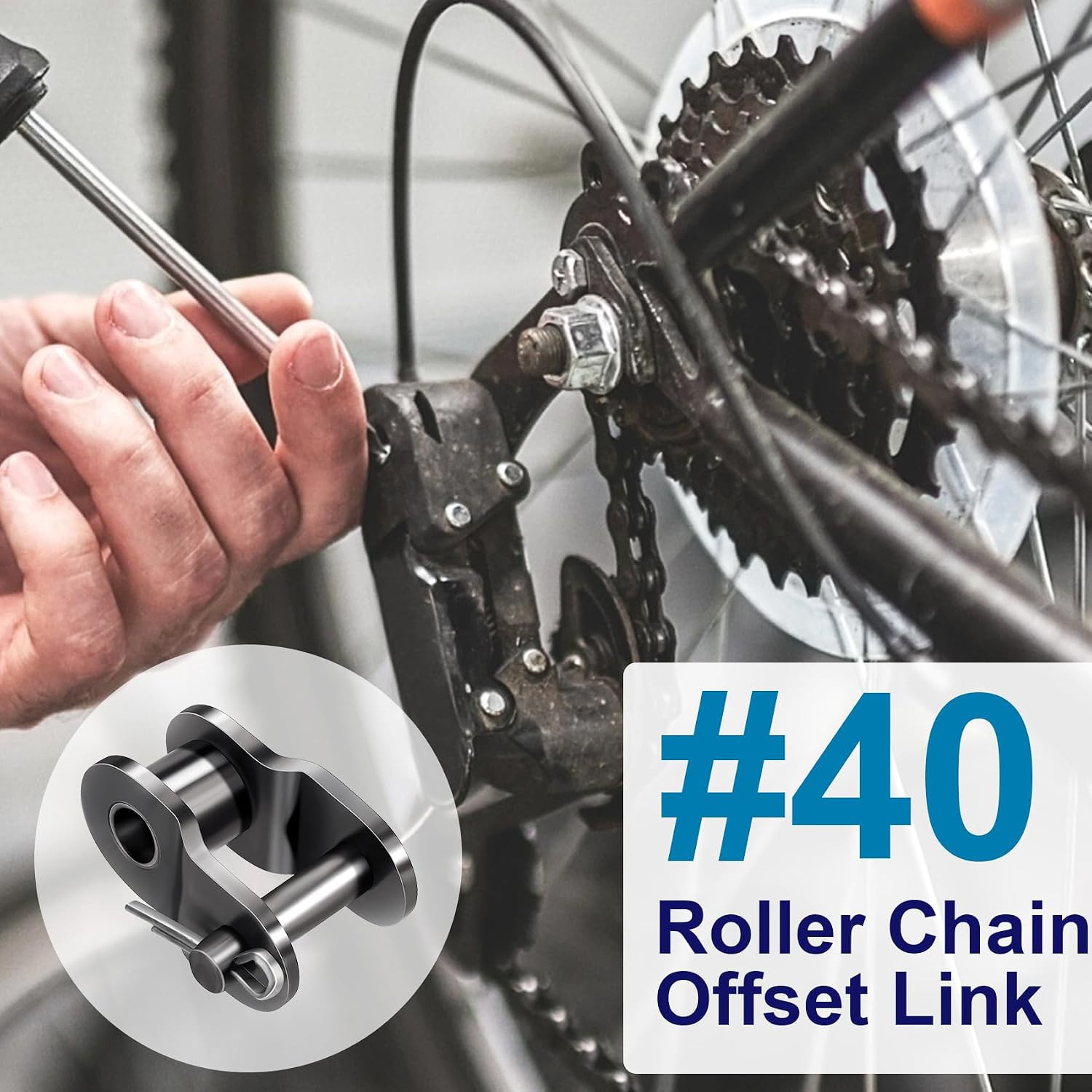 8Pcs #40 Roller Chain Offset Link, Carbon Steel Crank Link, Standard Chain End C