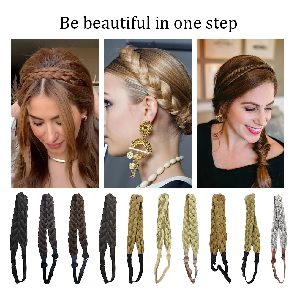 Natural Hair Band Plaited Headband Braided & Elastic Band Hair Extensions