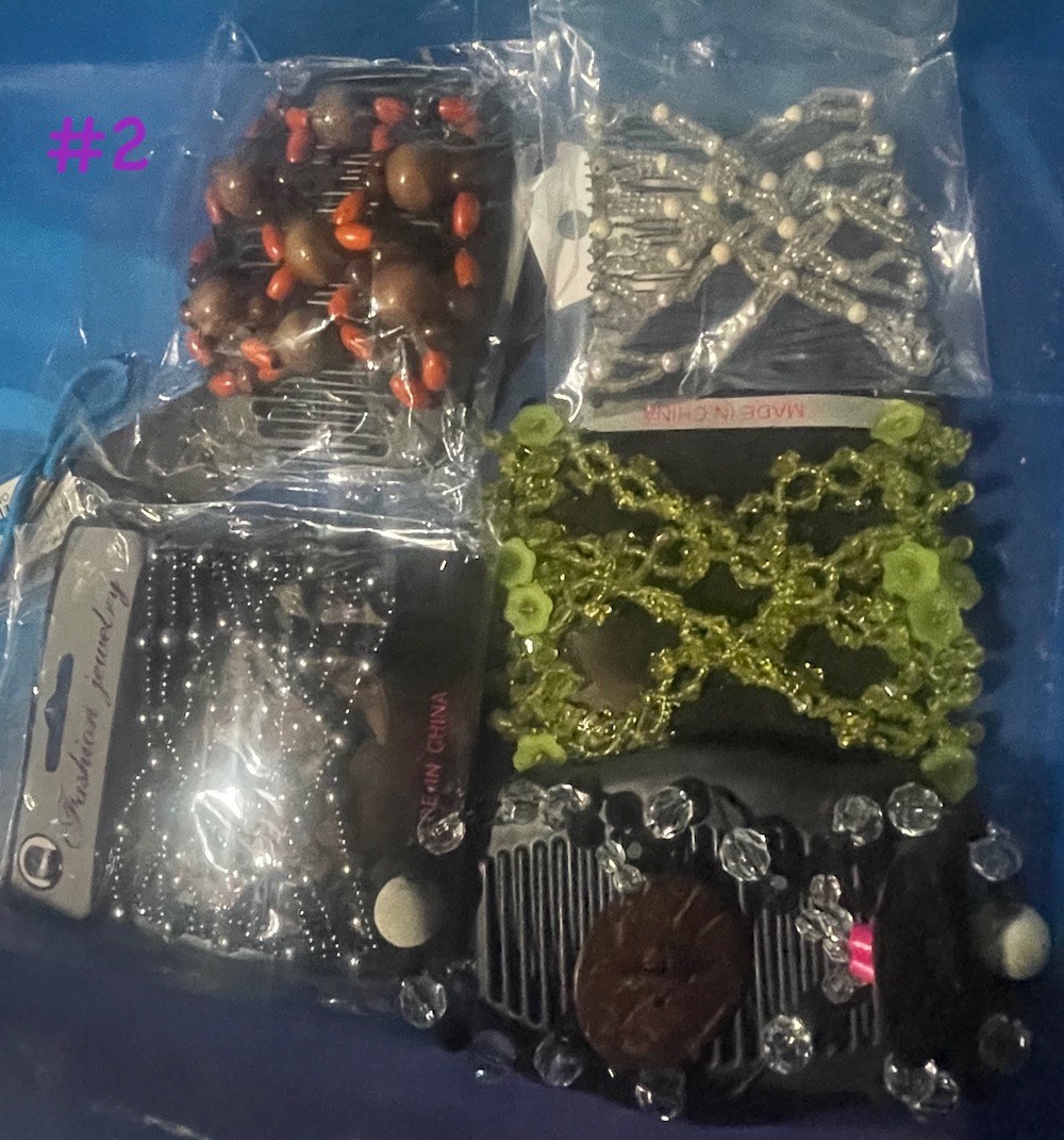 CLOSEOUT #2 5 Magic Double Comb Sets Green Flowers wood wire Hair acylic all dif
