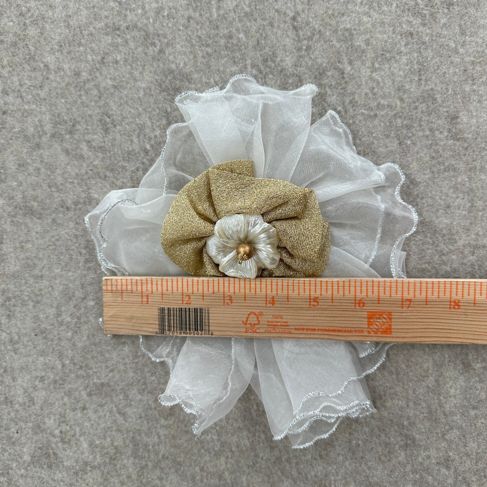 VTG Lot of 4 Handmade Elegant White Organza Fabric Brooch Hair Clip – NO CLIPS