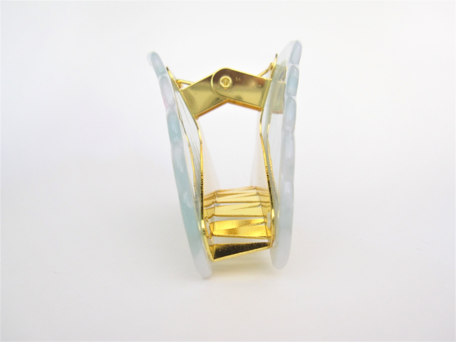 Blue marbled seashell acrylic and metal hair claw clip