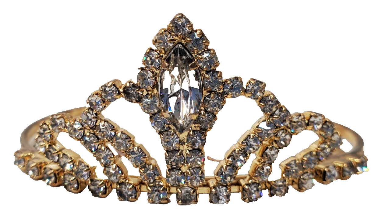 Hair Comb Rhinestone Crown Bun Decoration Marquis Cut Main Princess Queen Royal