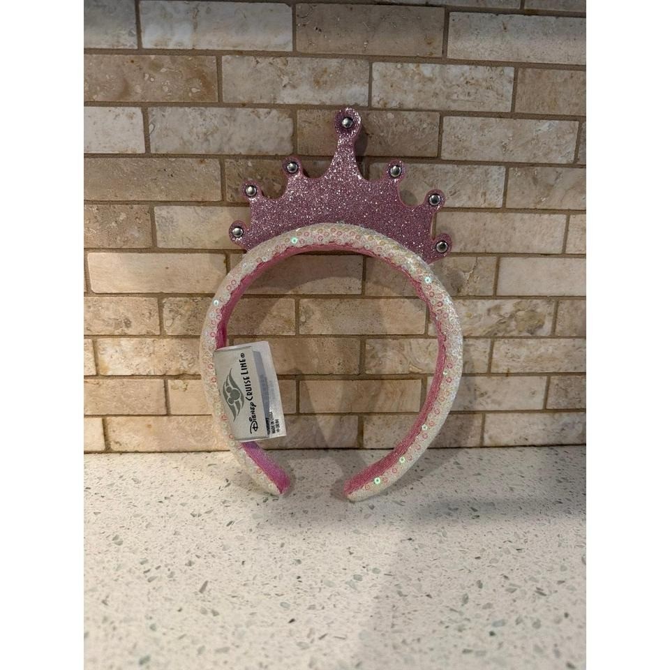Disney Cruise Royal Tea Sequin Headband Minnie Pink White