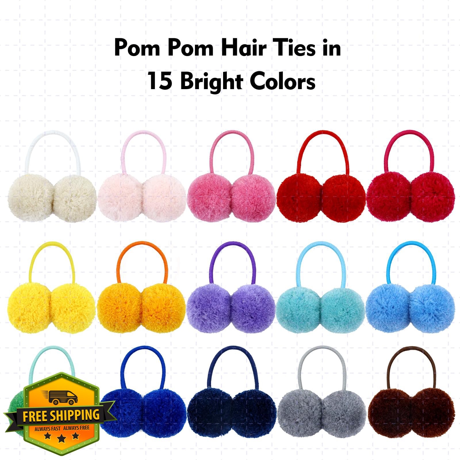 Cinaci 30pc Pompom Ball Hair Ties