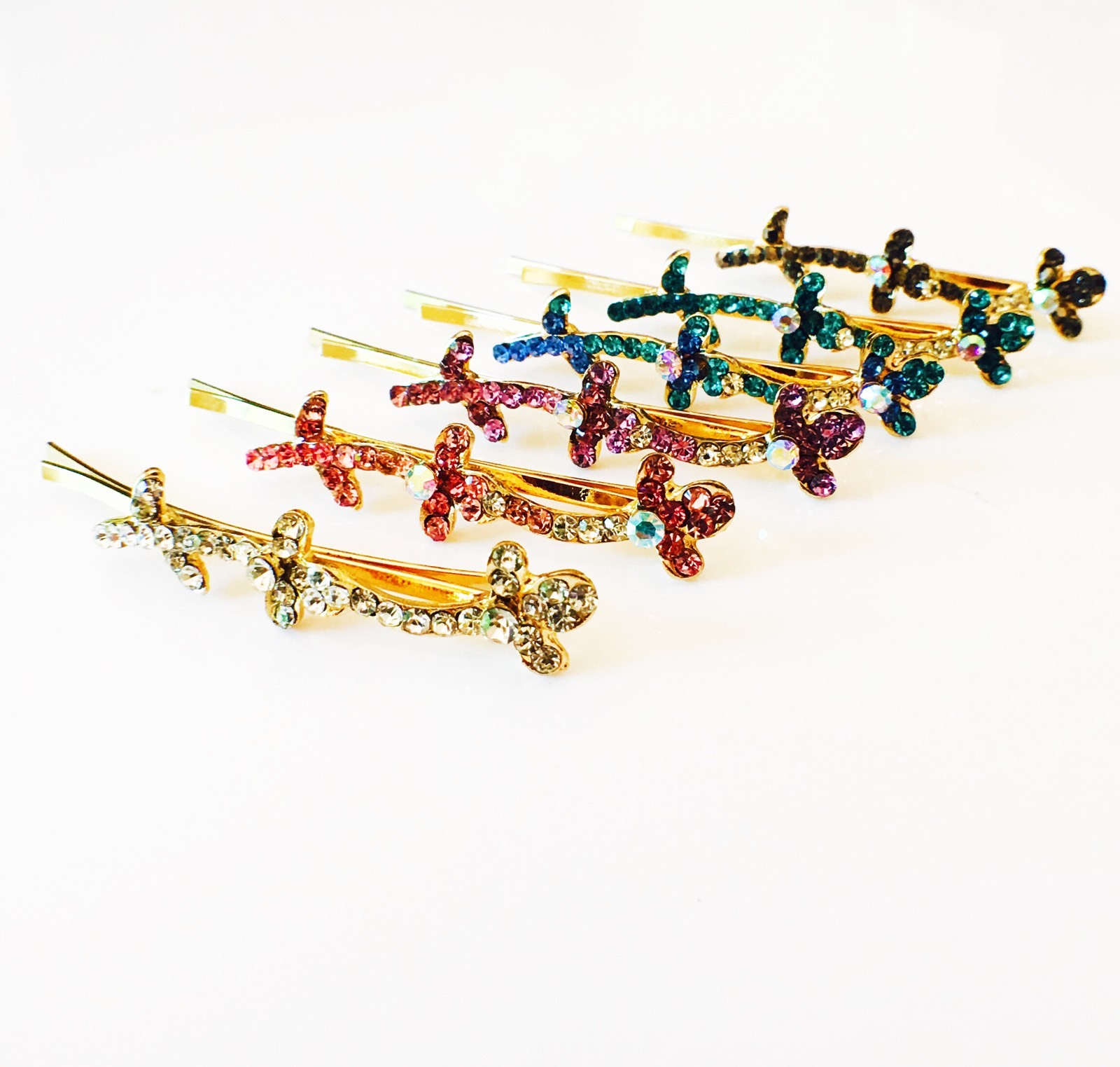 USA SELLER Bobby Pin Rhinestone Crystal Hair Clip Hairpin Leaf Gold Purple H41