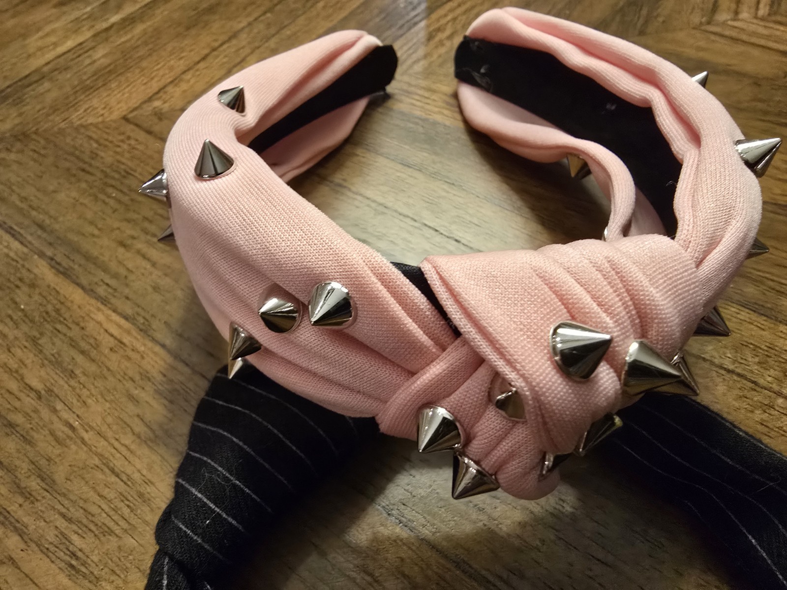Women’s Headband Lot Pink Studded Knotted Headband Black Pinstripe Headband Y2K