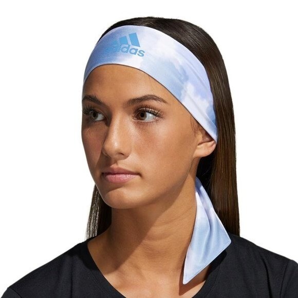 adidas Alphaskin Print Tie Headband Ambient Sky Violet NEW Women’s Athletic NWT