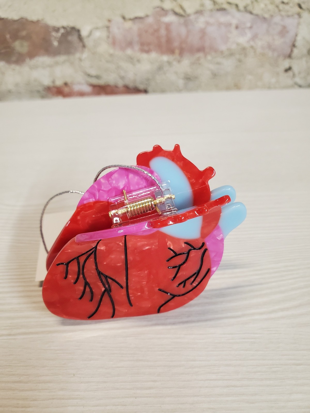 PERSONFUN Anatomical Heart Hair Claw Clip Red Pink Blue 2.75 Inch Novelty