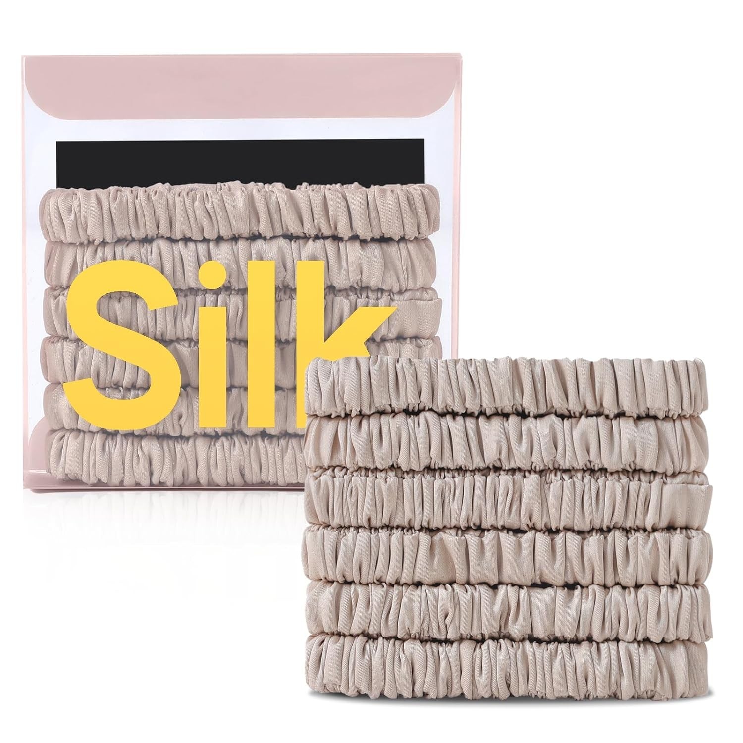 6Pcs Silk Hair Ties Small 22 Momme 100% Pure Mulberry Silk Scrunchies for Women