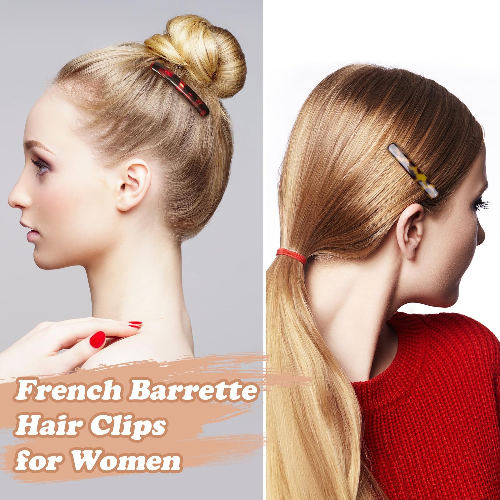 STSTR 10PCS French Barrette Hair 1 Count (Pack of 10), 5 Colors, 10pcs-oval