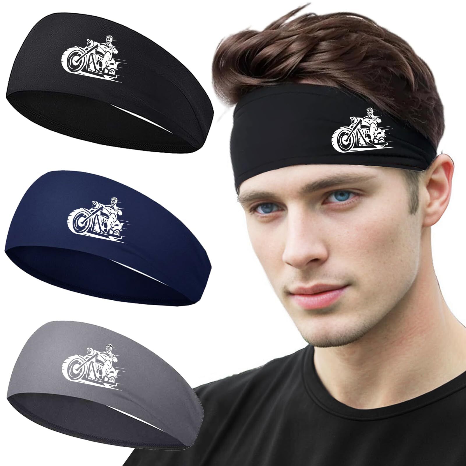 Headbands for Men Women 3pcs Sports Sweatbands Workout Running Sweat Bands Top