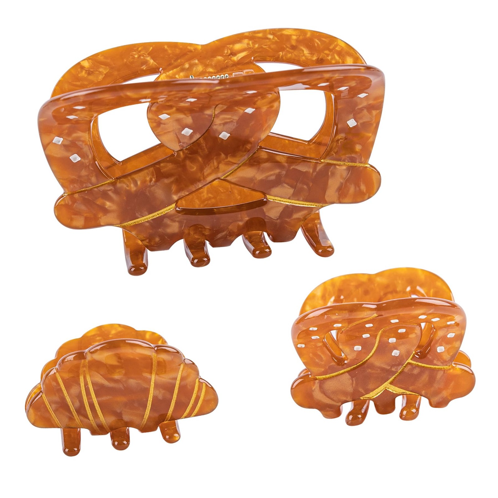 Framendino, 3 Pack Bread Hair Claw Clips Funny 1 Count (Pack of 3), Brown