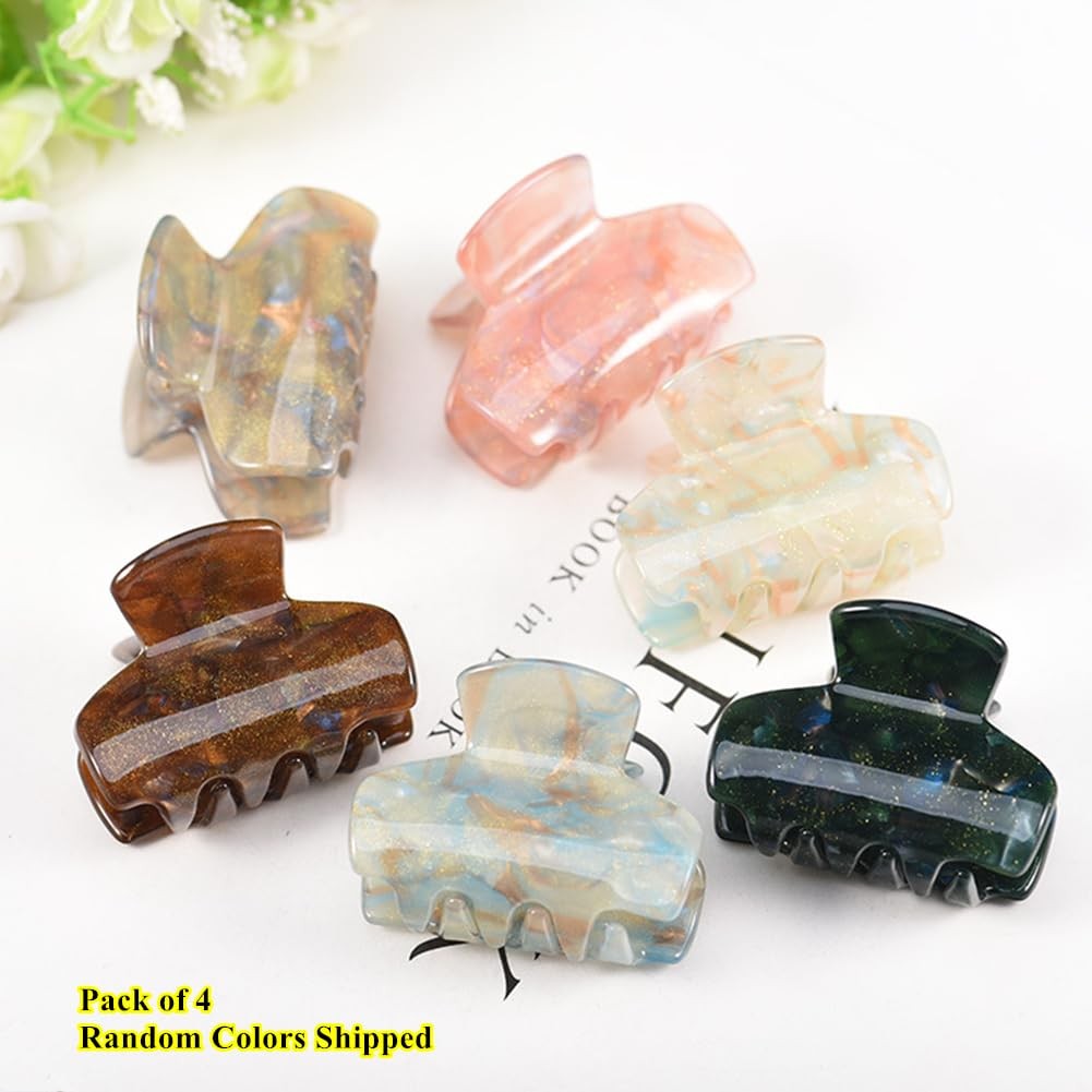 Xiwstar 4Pcs Acrylic Acetate Hair Claw Clip 4 Count (Pack of 1), mix colors