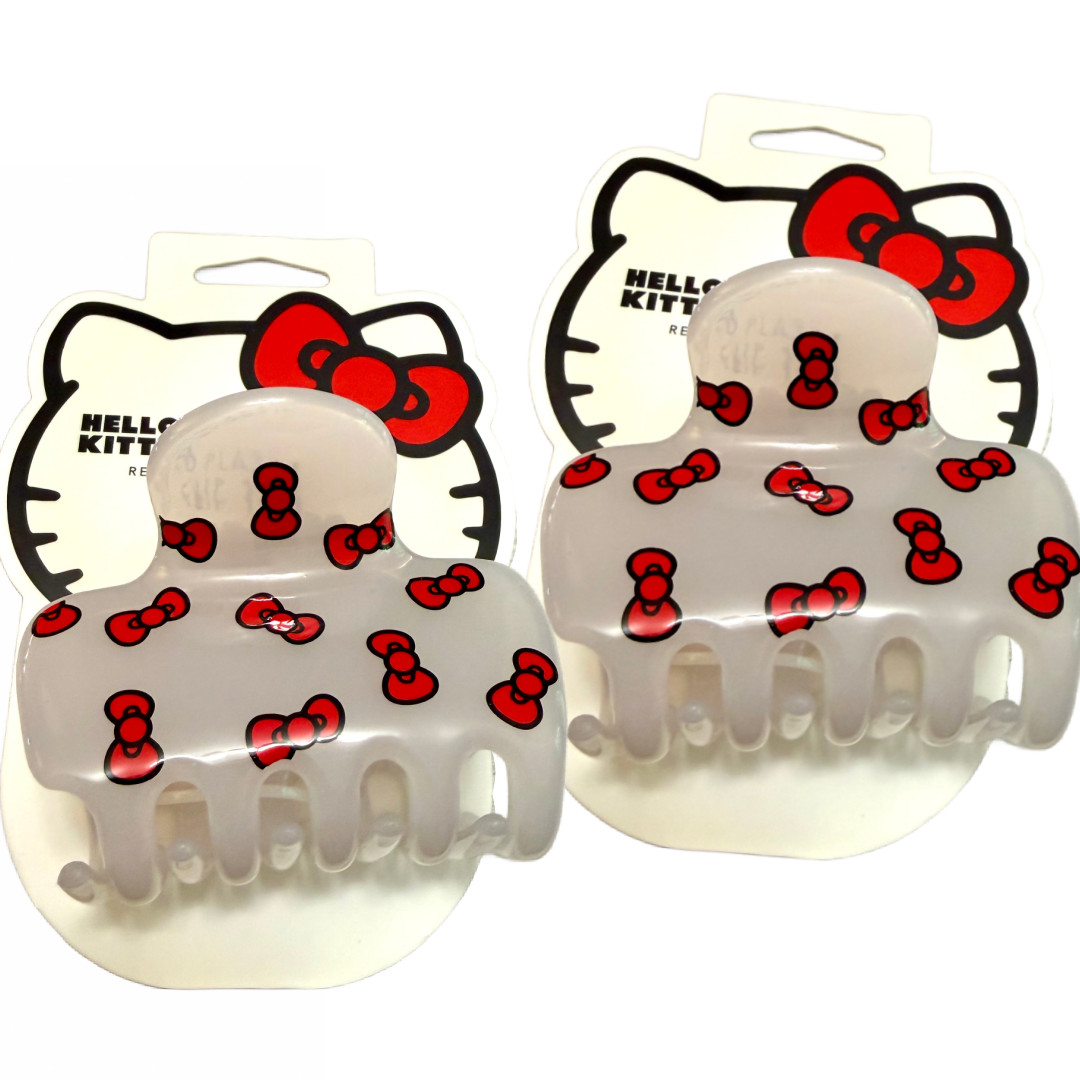 Hello Kitty x Kitsch Recycled Plastic Claw Clip Red Kitty Bows Lot of 2 NEW
