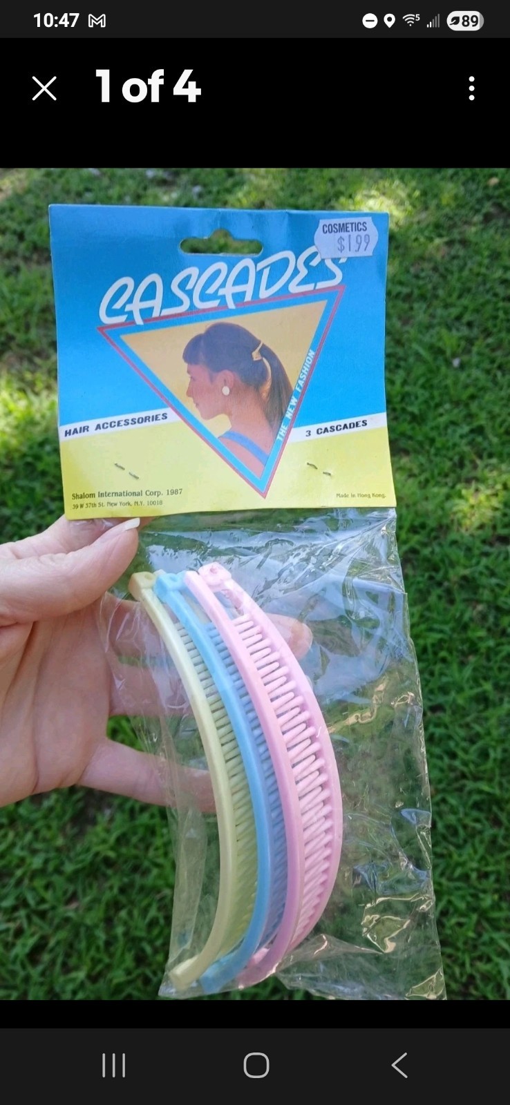 Vintage 80s CASCADES 1987 Banana Hair Clip Retro 3 Pack NEW 7 Inches Long