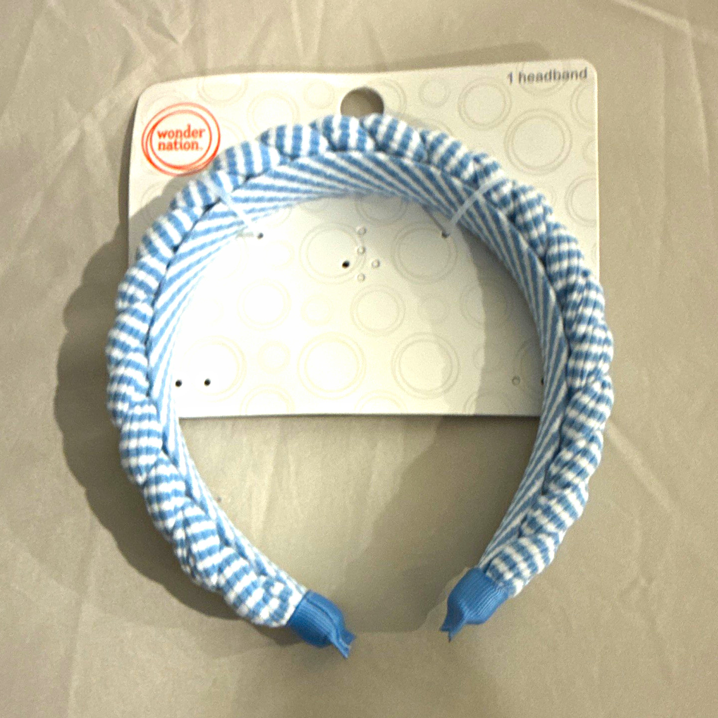 Wonder Nation Padded Fabric Headband Blue/White Striped Rounded Classic