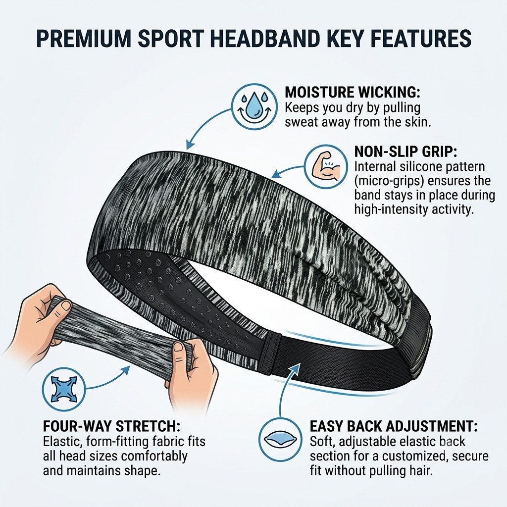 Thin Sports Headband Non Slip Yoga Gym Sweatband Elastic Hair Band Men Women