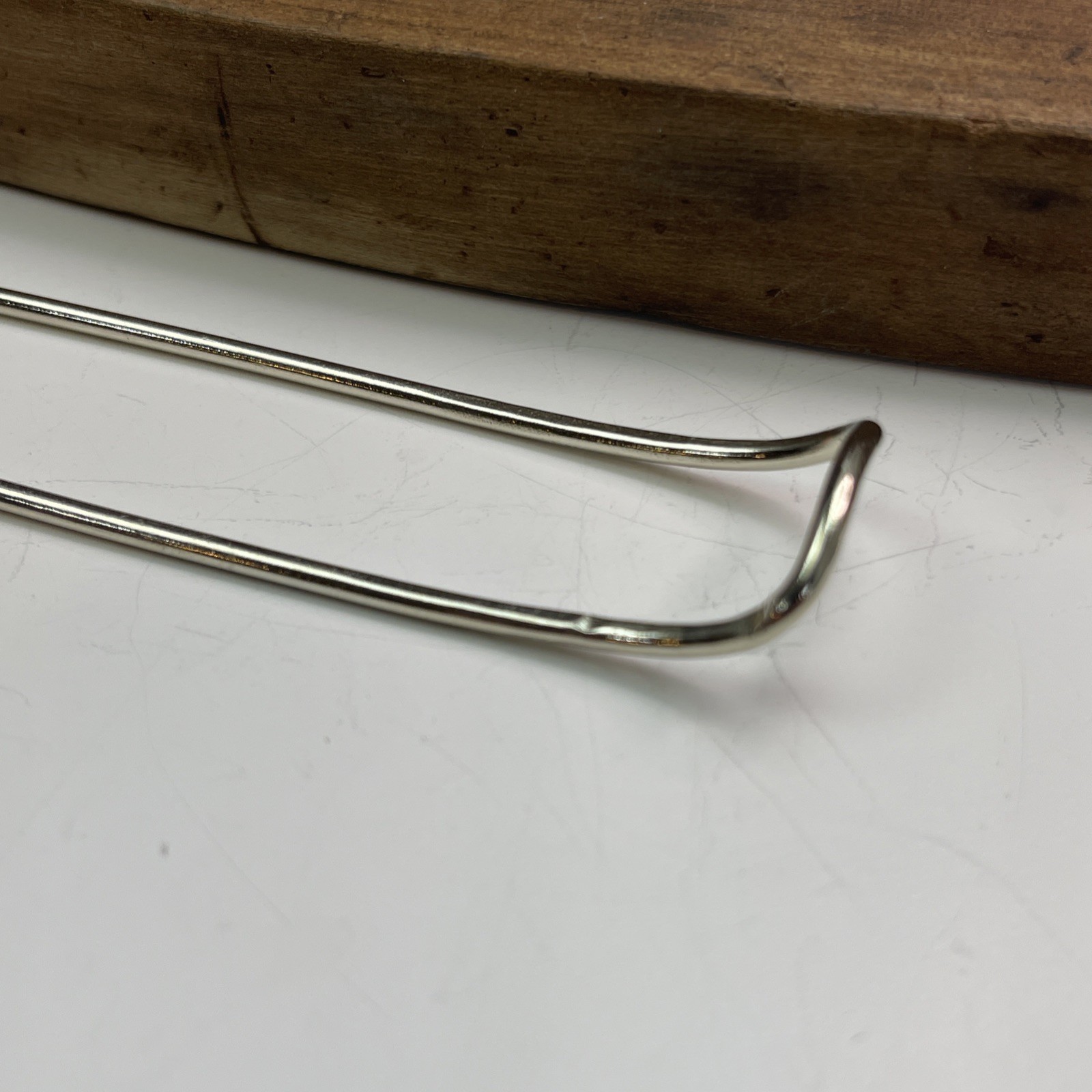 Long Metal Hair Stick, Minimalist Solid Nickel