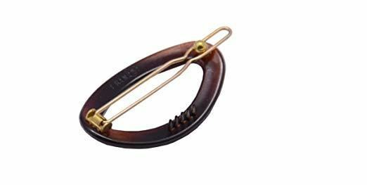 Parcelona French Eggie Oval Shell Black Mini Snap on Hair Clips Barrette