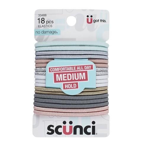 Scunci No-Damage Elastic Stretch Nylon Hairbands in Pastel Colors, 18-Pieces