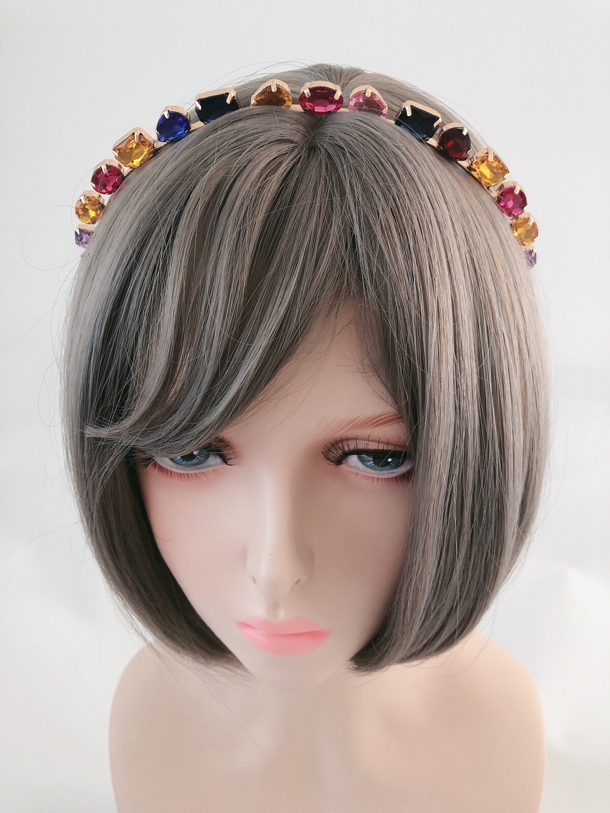 Women Girls Colorful Bling Crystal Gem Rhinestone Metal Head Hair Band Headband