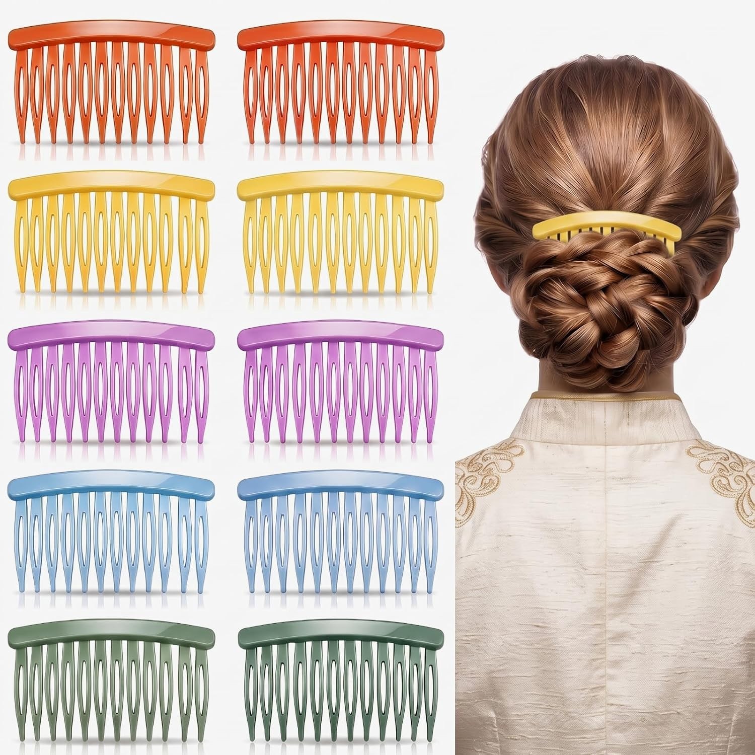 10 Pcs Hair Combs for Women Accessories Decorative French Hair Side Combs