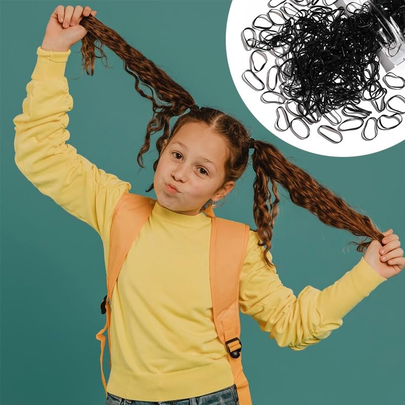 Black Elastic Hair Bands with a box Soft Elastic Bands for Kid Hair Braids