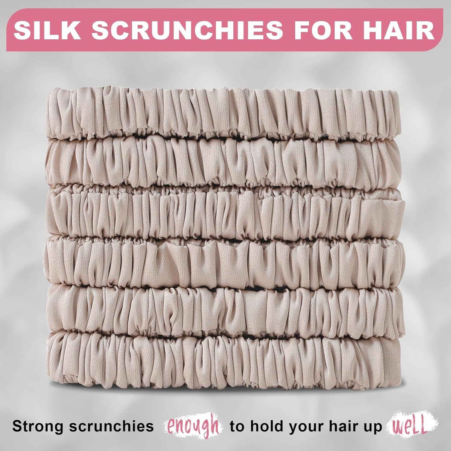 6Pcs Silk Hair Ties Small 22 Momme 100% Pure Mulberry Silk Scrunchies for Women