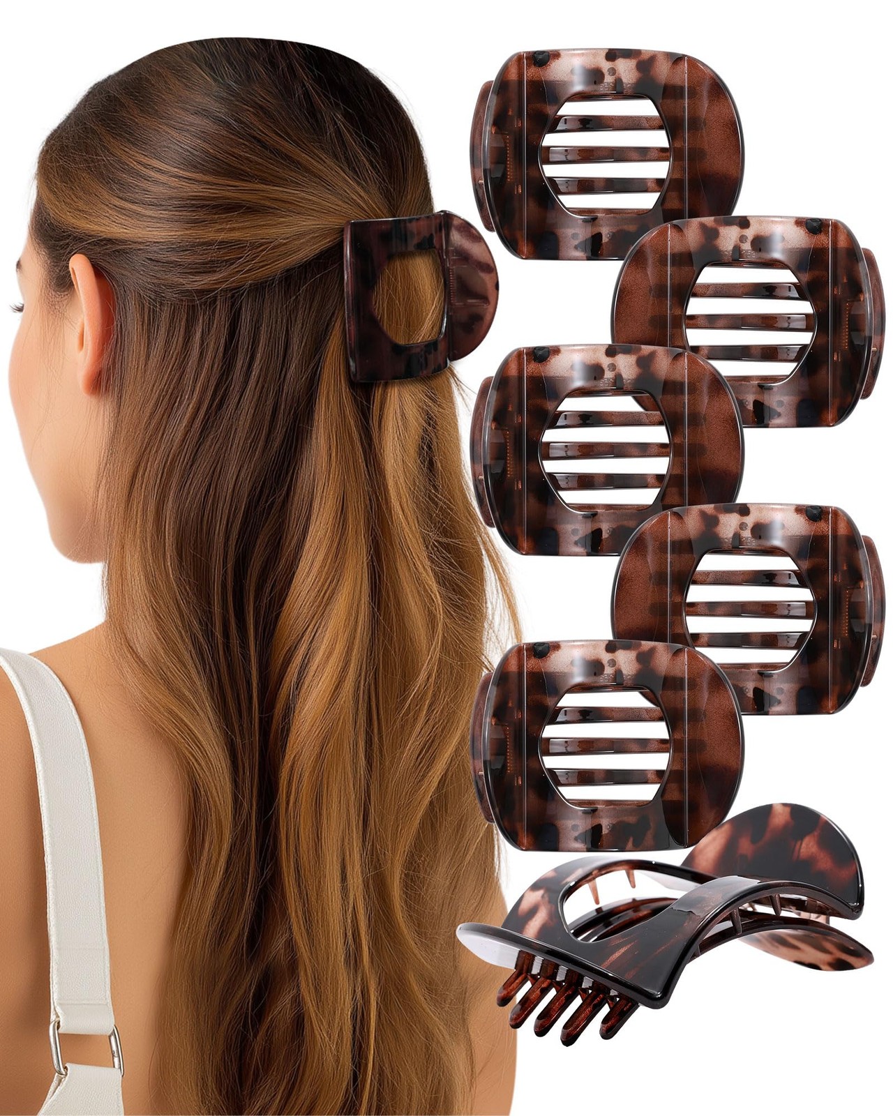 AWAYTR 6Pcs Flat Hair Clips for Women Strong 1 Count (Pack of 6), Light Brown
