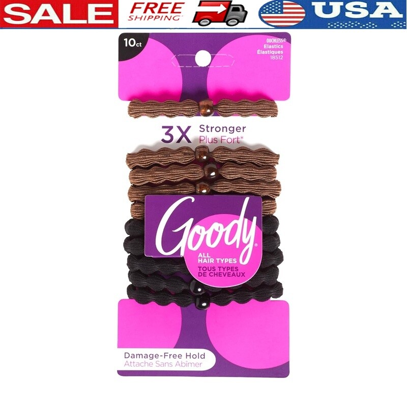 Damage-Free Hair Ties Ouchless Elastic Bands 3X Stronger All Hair Types 10 Pcs
