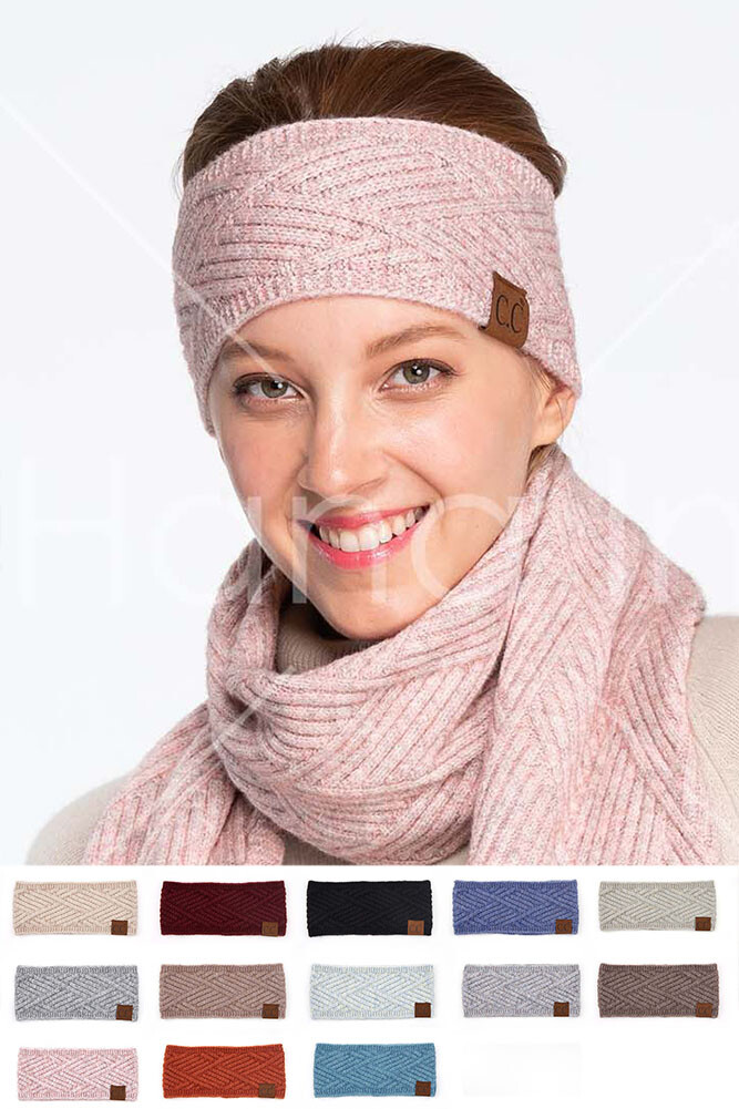C.C Exclusive Women’s Diagonal Stripes Criss Cross Winter Knit Headband Headwrap