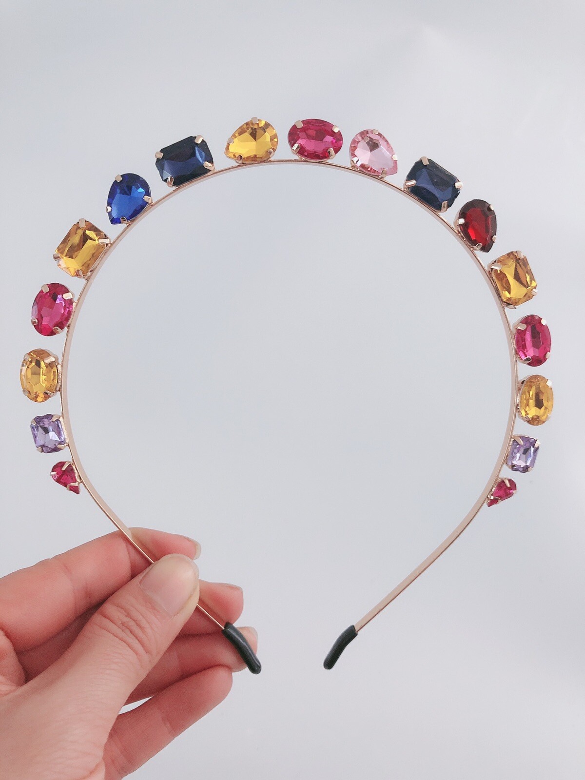 Women Girls Colorful Bling Crystal Gem Rhinestone Metal Head Hair Band Headband