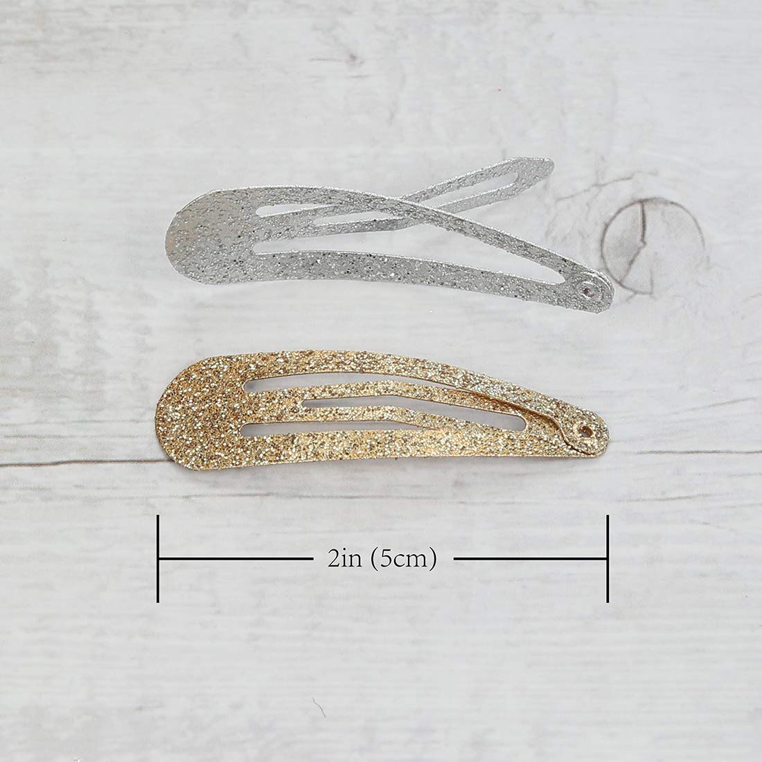 Snap Hair Clips for Women, .Snap Clips for Grils,Surface Metal Flash Powder,5Cm,