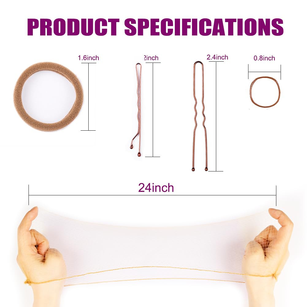 85PCS Hair Nets for Buns-24inch Invisible Mesh Bun Nets for Ballet Girls,Brown H