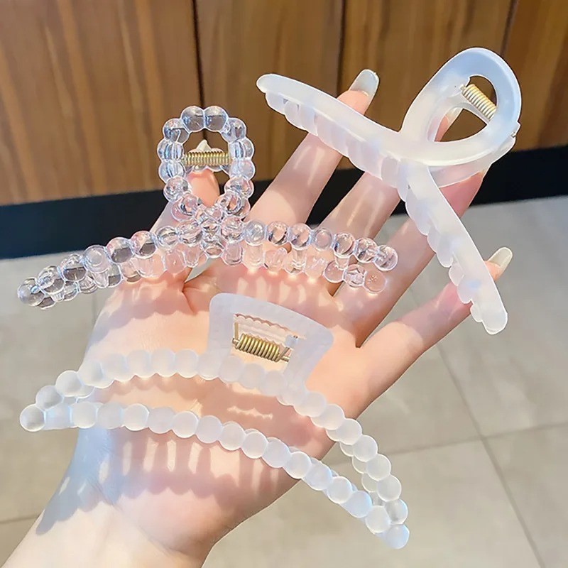 3PCS Large Clear Claw Hair Clips 4.5 Inch Strong Hold Hairpins for Women Girls