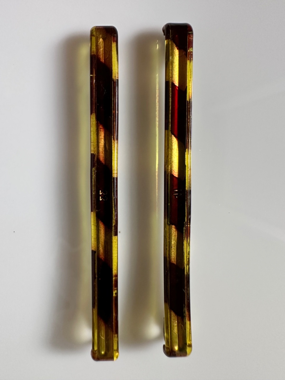 2 Goody Stay Tight Vtg Clasp Clip Hair Barrettes 3” USA Mock Tortoise Shell L171