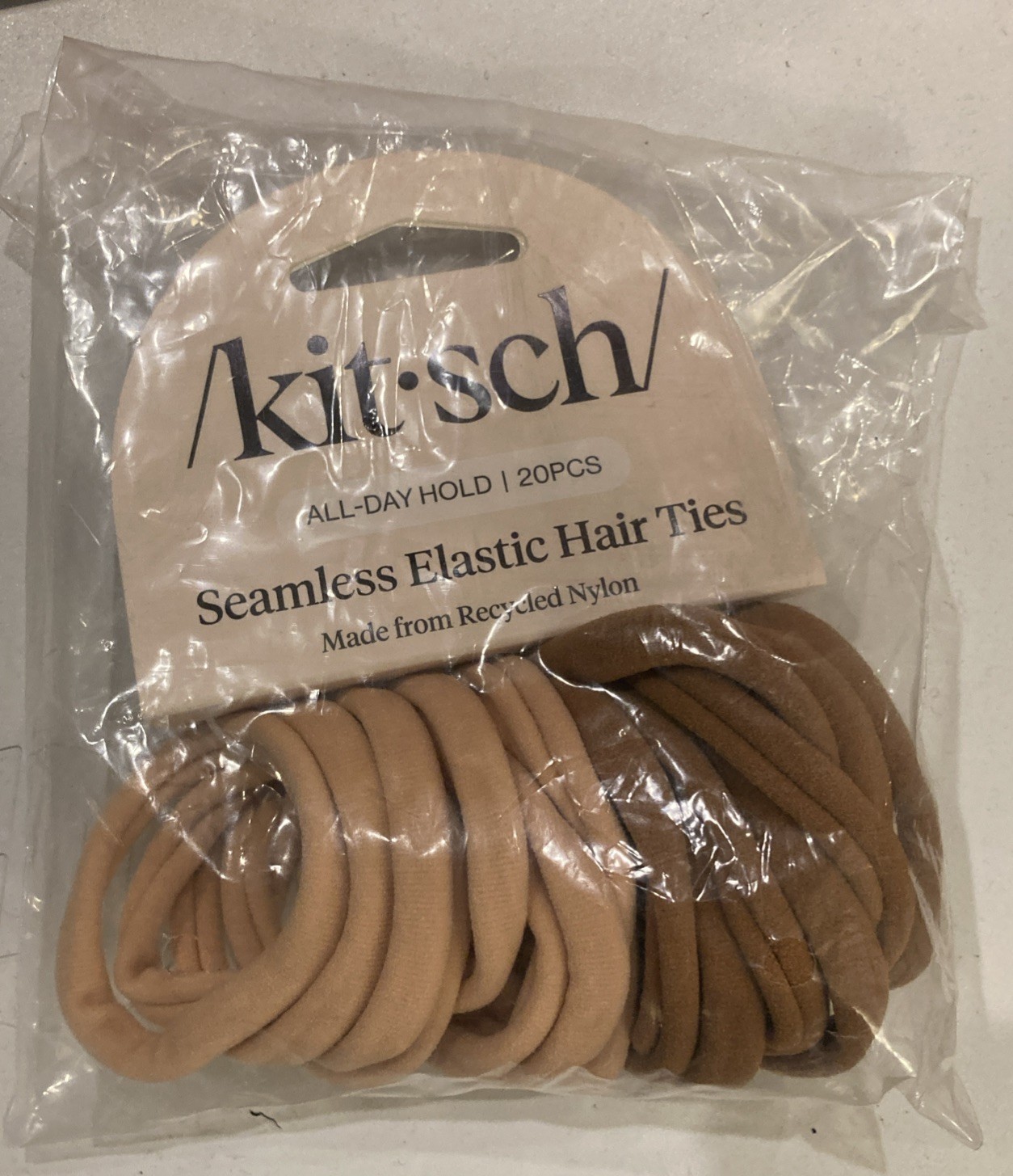 New Packs Kitsch Eco Friendly Nylon Hair Elastics Blush 20 Count