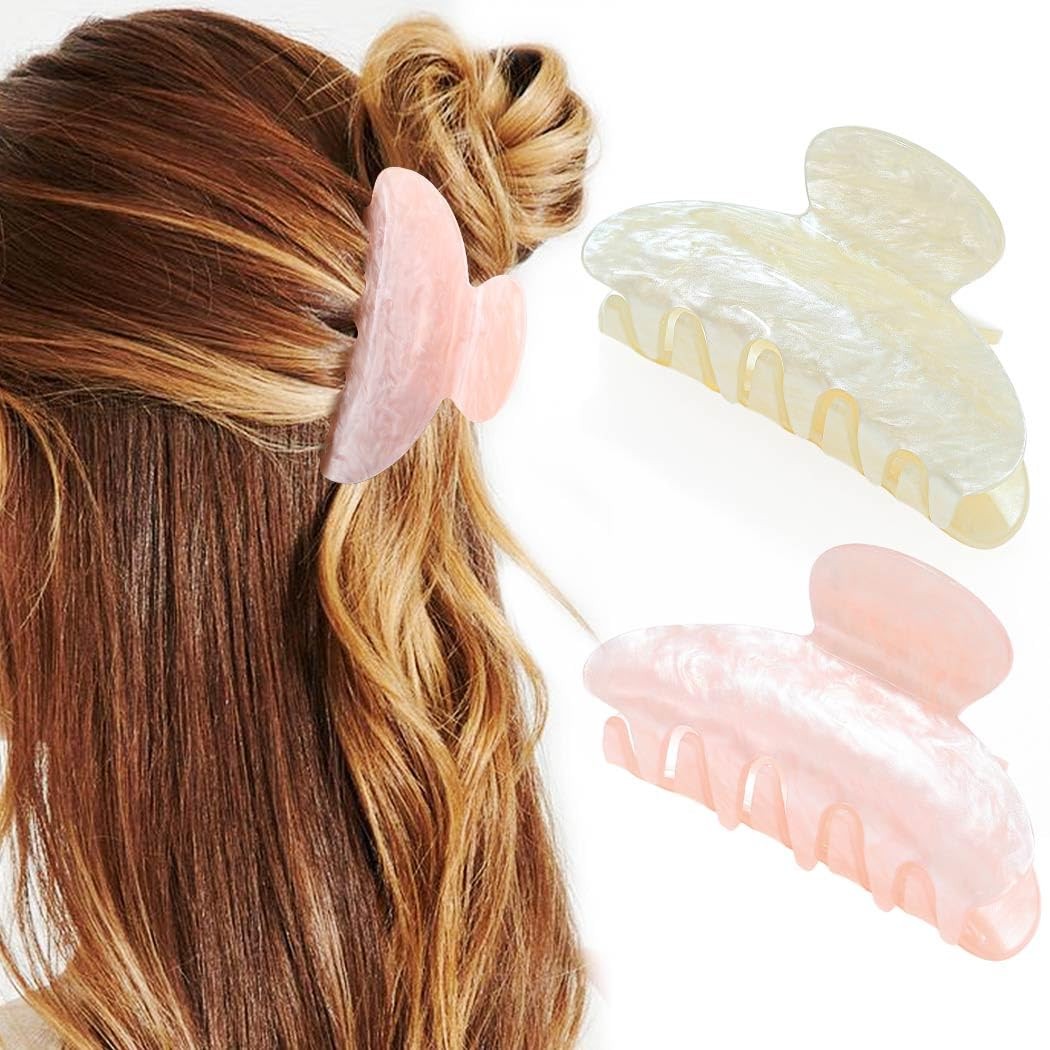 CAKURE Claw Clips Pink Hair Acrylic e-beige&pink