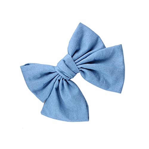 Blue Denim Hair Clip Pin Bow Girls Blue Jeans HairClip Girls Large Light Blue
