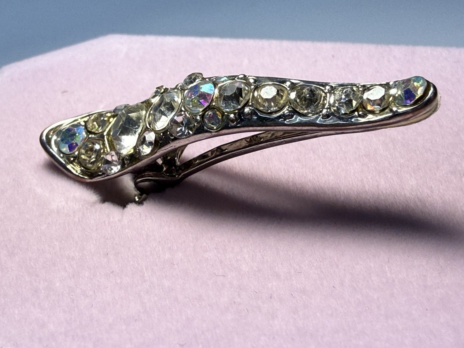 Silver Tone Clear Rhinestone Metal Hair Clip Barrette for Women Classic