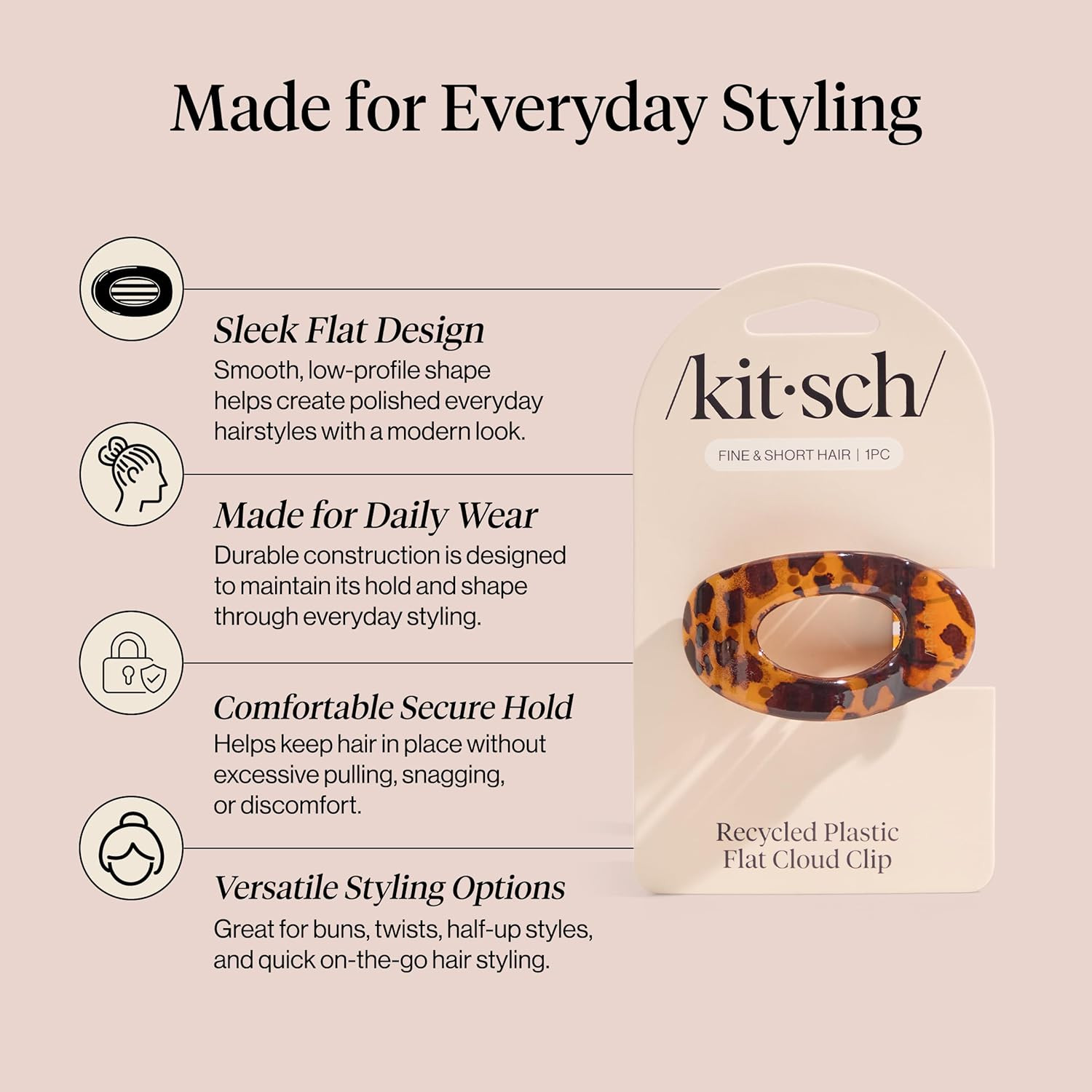 Kitsch Small Flat Claw Clips for Women – Stylish Flat Hair Clips, Strong Hold fo