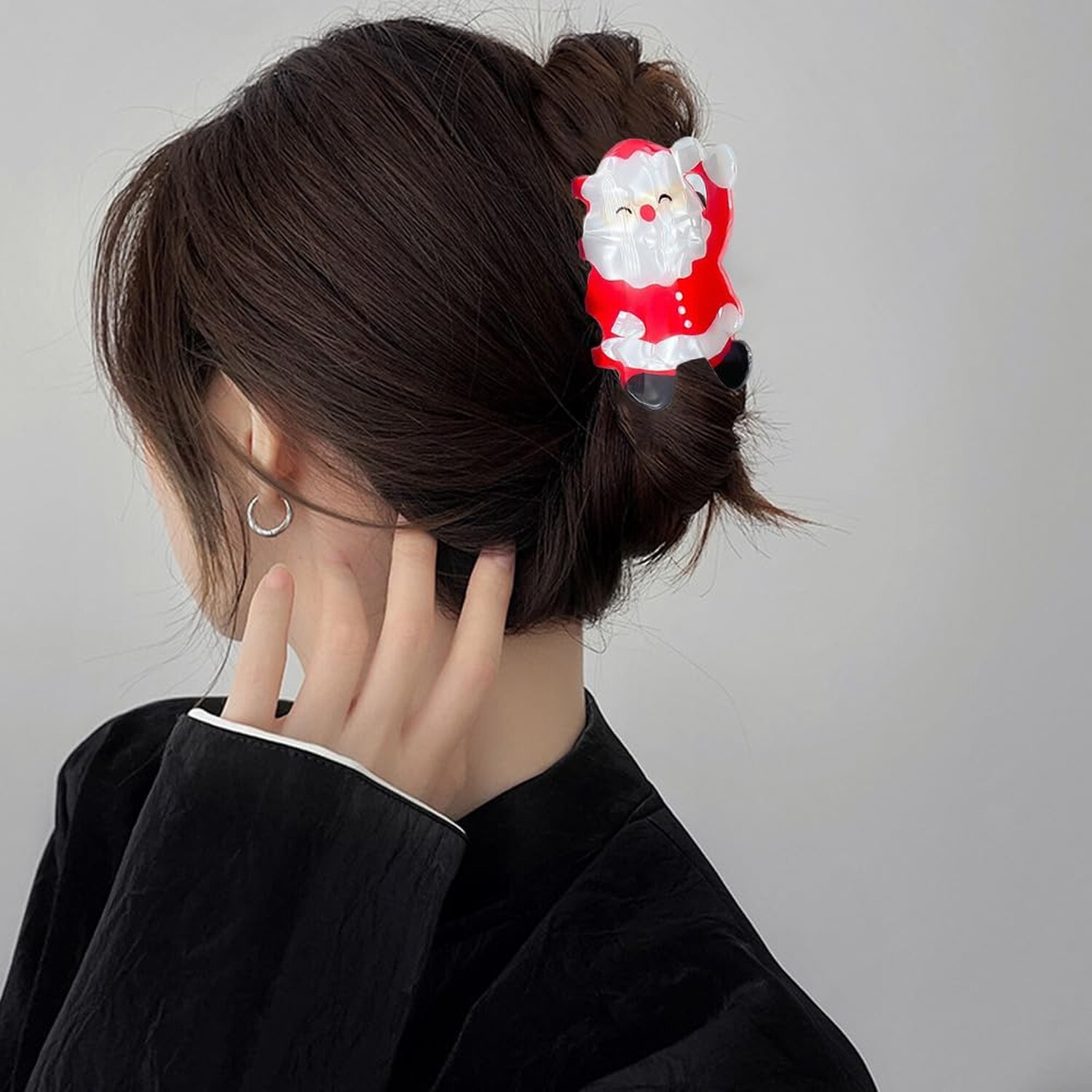 Christmas Hair Claw Clips 1Pcs Large Acrylic Hair Clips Red Santa Claus Shape…