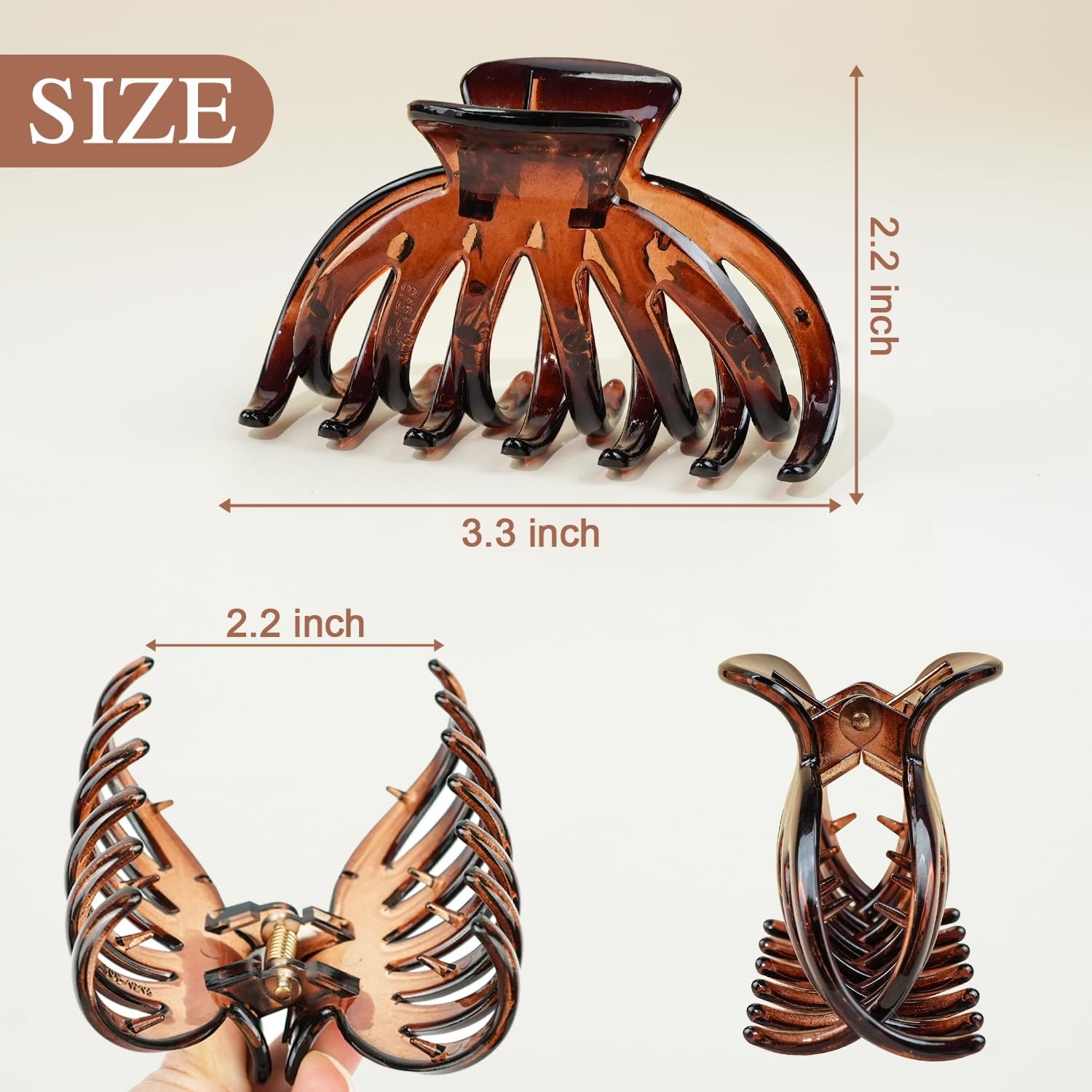 Mevnccola Acrylic Hair Claw Clips for Women – 3.3 Inch White Pink Brown