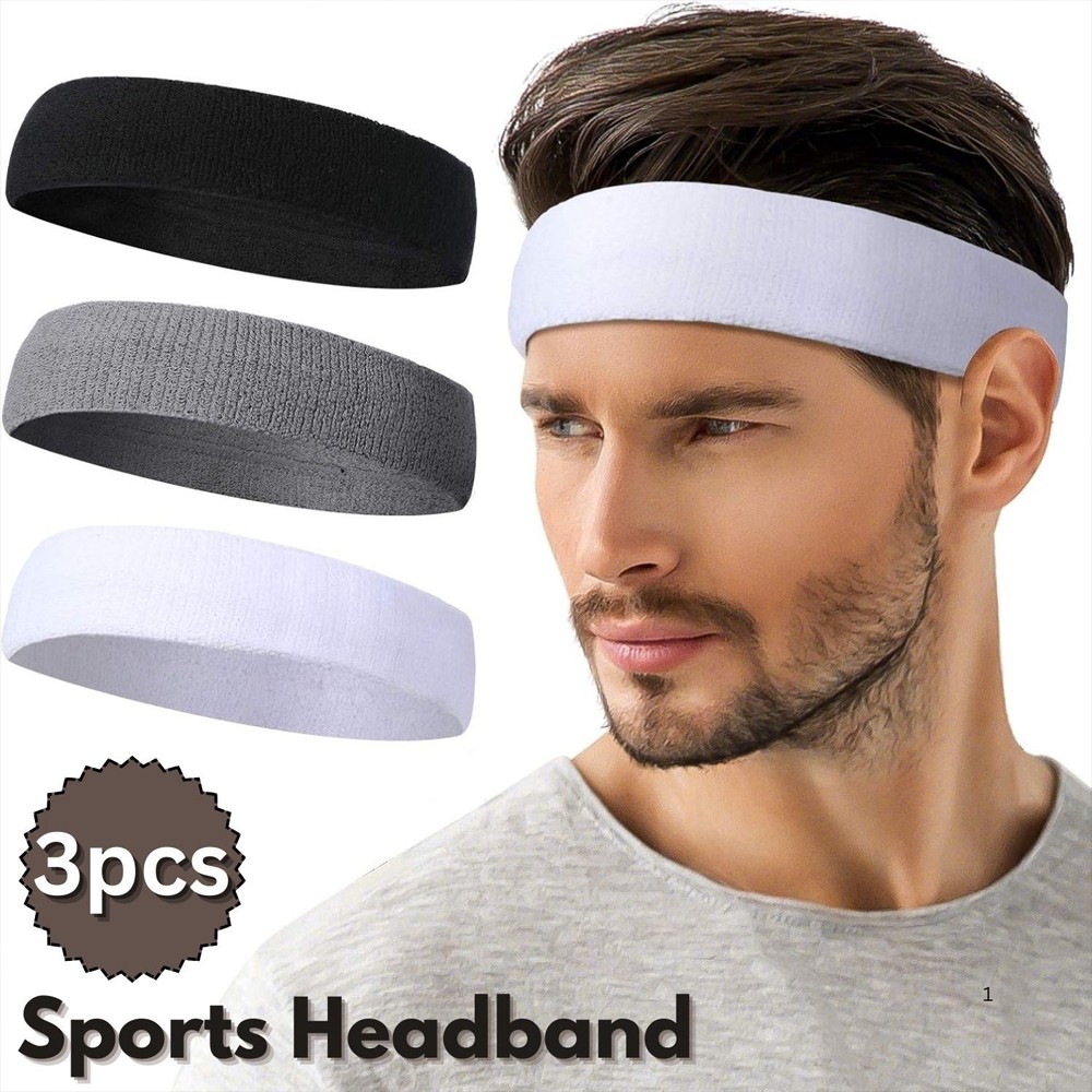 3 Pack Men & Women Sweatband Headband Terry Cloth Moisture Wicking for Sports US