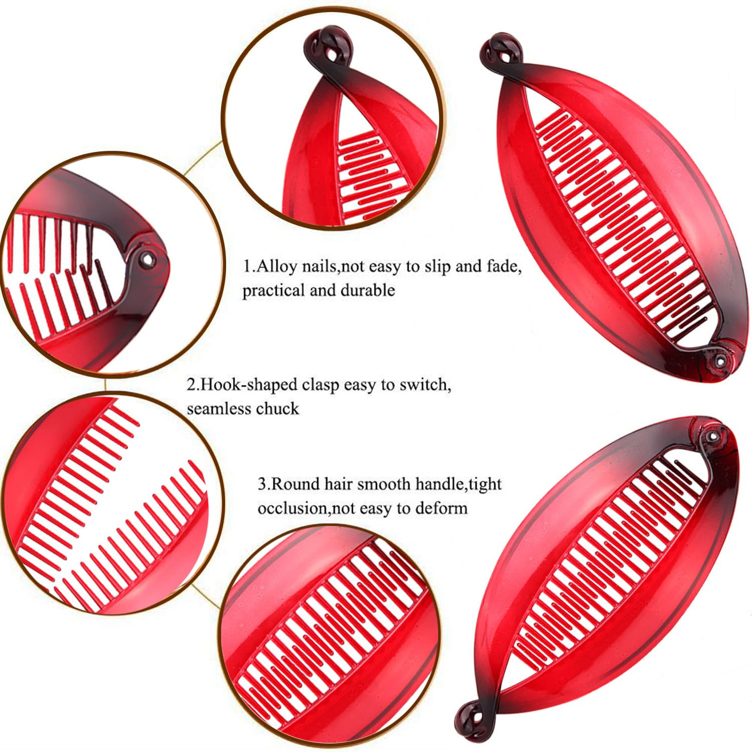 Fishtail Hair Clips and Clincher Tools for Thin Hair – Double Banana Combs for W