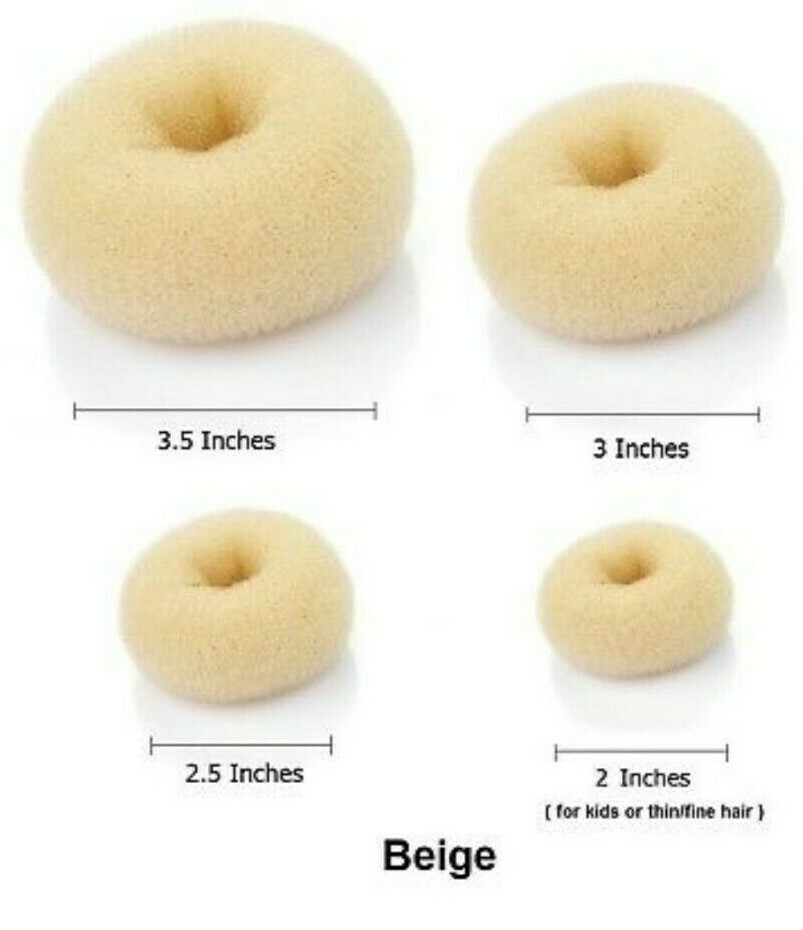 2 Pcs Hair Donut Bun Maker Ring French Roll Brown, Black and Blond S M L Dance
