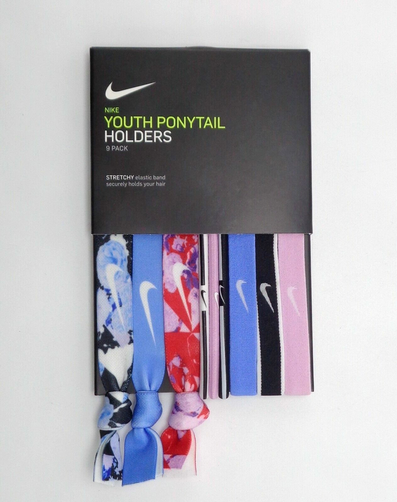 Nike Ponytail Holders Hairbands 9 Pack Lt Arctic Pink/White/Royal OSFM