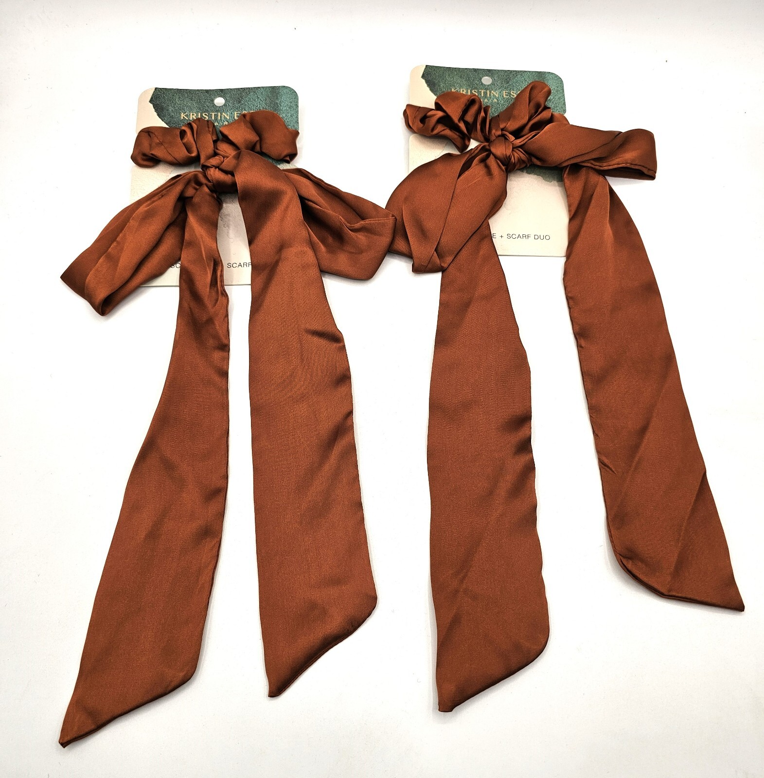 Kristin Ess Satin Rust Orange Scrunchie and Scarf Duo Set, Satin – 2 pk. New!