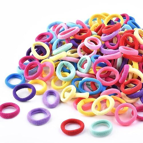 100PCS Elastic Hair Ties Cotton Hair Bands Mini Hair Bands Seamles Soft